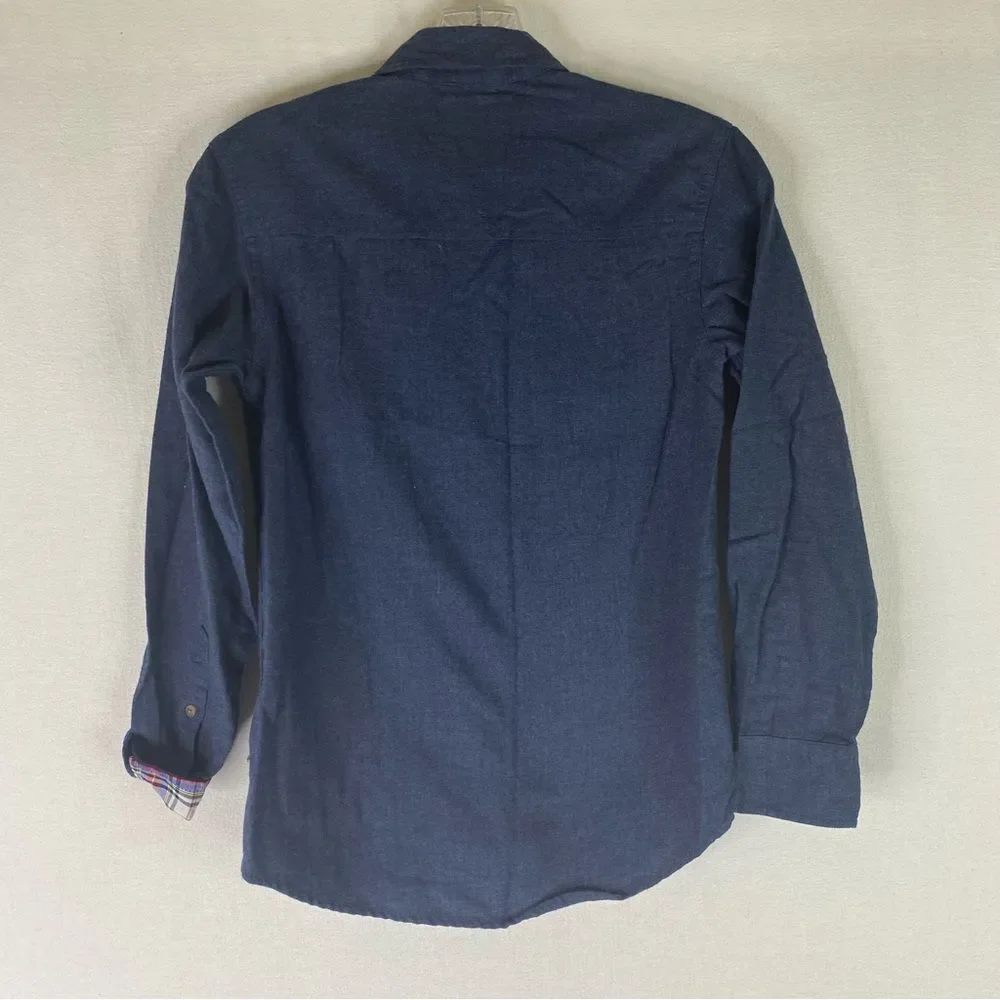 Nautica Shirt Boys Blue Chambray Denim Soft Button Down M 10/12 Preppy
